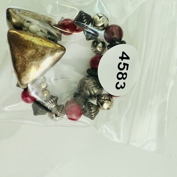 Vintage Large Earrings Silver Tone  Beaded Dangle Ornate Beads Clip On Y2K 4583 - Picture 8 of 8